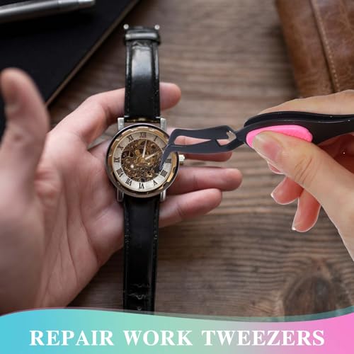 Ymapinc 2PCS Stainless Steel Reverse Tweezers for Crafts, False Eyelashes Precision Jewelry Tweezers for Stickers, Beading Bracelet Making Art - color: Black