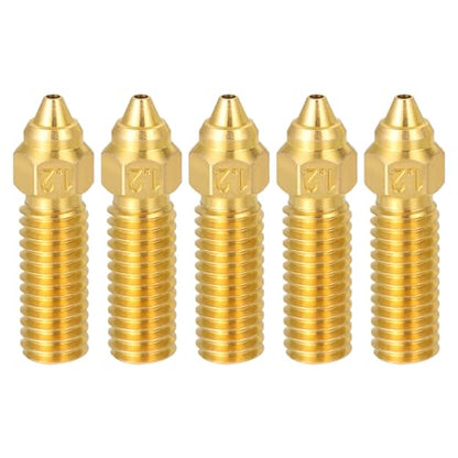 uxcell 5 Pcs 1.2mm Brass Nozzles M6 Thread for K1 3D Printers - size: 1.2mm