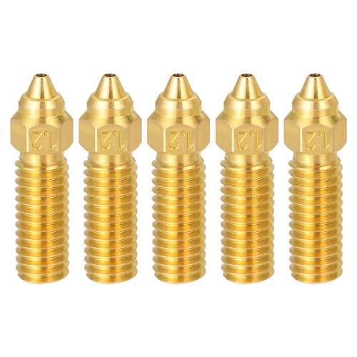 uxcell 5 Pcs 1.2mm Brass Nozzles M6 Thread for K1 3D Printers - size: 1.2mm