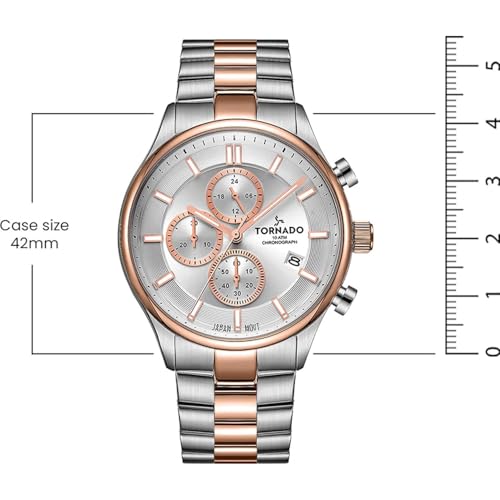 Tornado Celestia Elite Men’s Chronograph Watch | Green Dial, Gold Case & Strap, 42x48mm, 10ATM - T6106B-GBGH - color: White