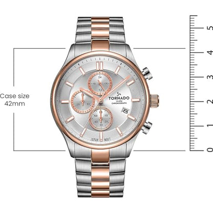 Tornado Celestia Elite Men’s Chronograph Watch | Green Dial, Gold Case & Strap, 42x48mm, 10ATM - T6106B-GBGH - color: White