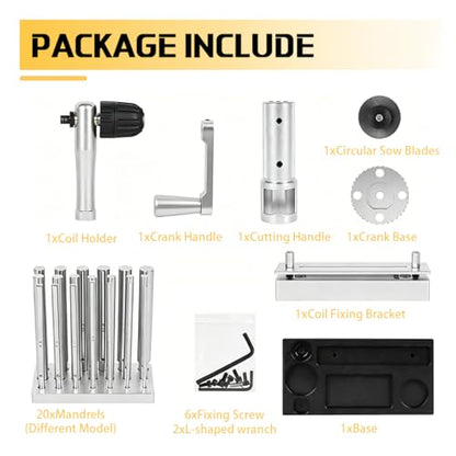 Jump Ring Maker with 20 Mandrels and Cutting Attachment, 2.5-12mm Manual Ring Bender and Coil Winding Tool for Jewelry Making, HH-B06