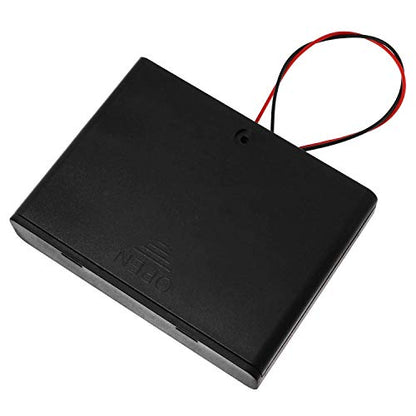 E-outstanding 9V Battery Holder 6X 1.5V AA Battery Storage Case Black Box with ON/Off Switch and Wire Leads