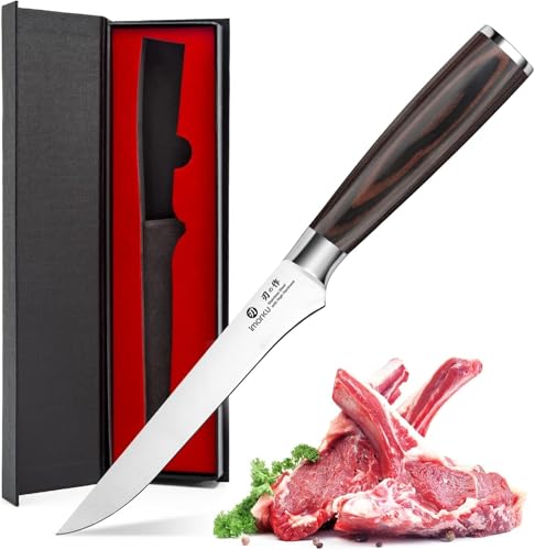 imarku Fillet Knife 6 Inch, German High Carbon Stainless Steel Boning Knife - color: Silver with Brown