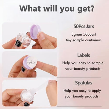 5 Gram Sample Containers 50 Count Small Travel Containers with Lids - color: Purple