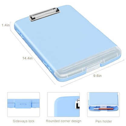 Piasoenc Clipboard with Storage, 8.5 x 11 Clip Board with Pen Holder, Blue - color: Dark Blue