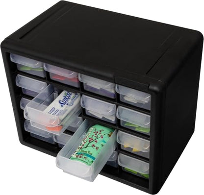 Akro-Mils 10116, 16 Drawer Plastic Parts Storage Hardware and Craft Cabinet, 10-1/2-Inch W x 6-1/2-Inch D x 8-1/2-Inch H, Black - color: Black, size: 16 Drawer, style: 1 Pack