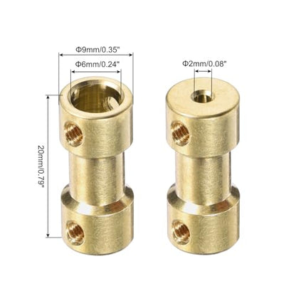 MECCANIXITY 6pcs 2mm to 6mm Brass Shaft Coupling Joint Connector with Screws and Hex Wrench Flexible Motor Shaft Coupler for Car Wheels Tires Shaft Motor - size: 2mm to 6mm