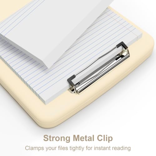 Piasoenc Clipboard with Storage,8.5 x 11 Clip Board with Pen Holder,Apricot - color: Apricot