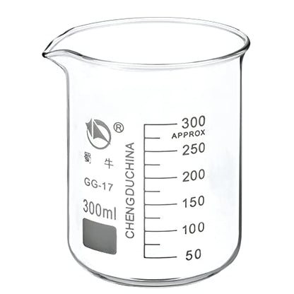 PATIKIL 300ml Low Form Glass Beaker, 3.3 Borosilicate Glass Graduated Printed Scale Measuring Cups with Spout for Kitchen Lab Liquids Transit Boiling - size: 300ml