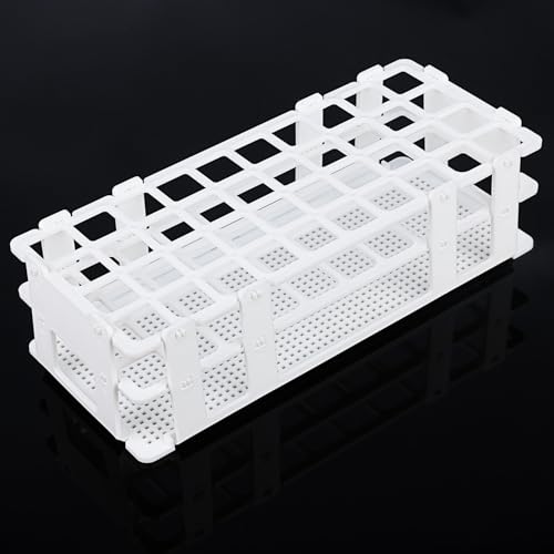 stonylab Test Tube Rack, 7.87 in 40-Place White Plastic Holder Stand Rack, 3-Tier Design and Detachable, for Laboratory Use - size: 20 mm