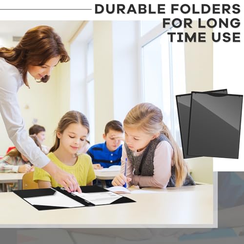 Henoyso 36 Pcs Plastic Folder with Clear Front Pocket, Black - color: Black