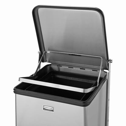 Rubbermaid Commercial Products Defenders Biohazard Step-On Trash Can 13-Gallon White Square Steel Waste Disposal in Doctors Office/Hospital/Medical/Healthcare Facilities - color: White, size: 13G