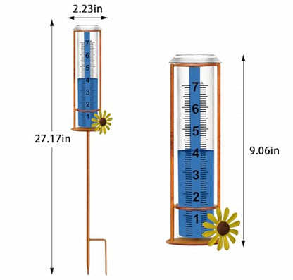 JMBay Rain Gauge Outdoor, Freeze Proof Rain Gauges Outdoors Best Rated,7" Capacity Detachable Rain Guage with Stake for Yard,Lawn & Garden,Large Clear Number and Scale Rain Measure Gauge Water Meter - color: 3-section Flower Rain Gauge