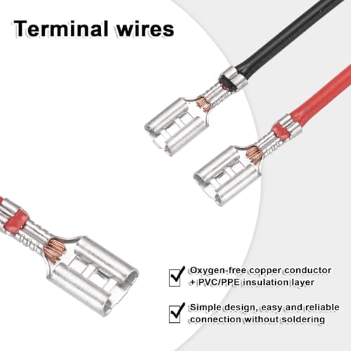 MECCANIXITY 10Pcs Double Head Female Spade Crimp Terminal w 30cm Wire 6.3mm - size: 6.30mm