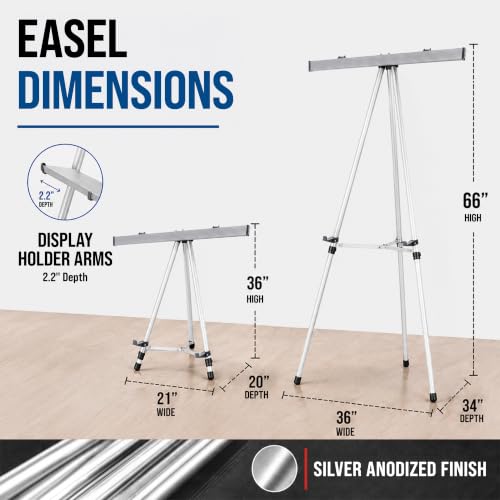 U.S. Art Supply 66" High Boardroom Classroom Silver Flip Chart Easel