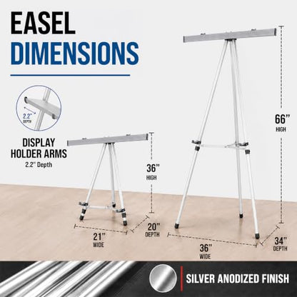 U.S. Art Supply 66" High Boardroom Classroom Silver Flip Chart Easel