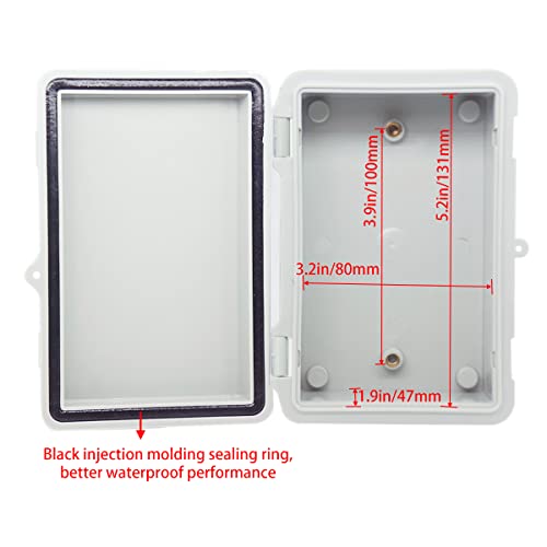 Junction Box, Hinged Cover IP67 Waterproof ABS Project Box with 2 NPT 1/2" Cable Gland, Electrical Box Enclosure with Mounting Plate & Wall Bracket 5.9 x 3.9 x 2.8inch(150x100x70mm) - color: Grey, size: 5.9"x3.9"x2.8"