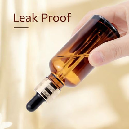 20 Pack 50ml Amber Glass Sample Dropper Bottles with Golden Caps - color: Amber, size: 50mL-20pcs