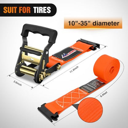 Nilight Wheel Chock Tie Down Kit with 2Pcs E Track Ratchet Straps - color: 2Pcs E Track Straps + 4Pcs Wheel Chock
