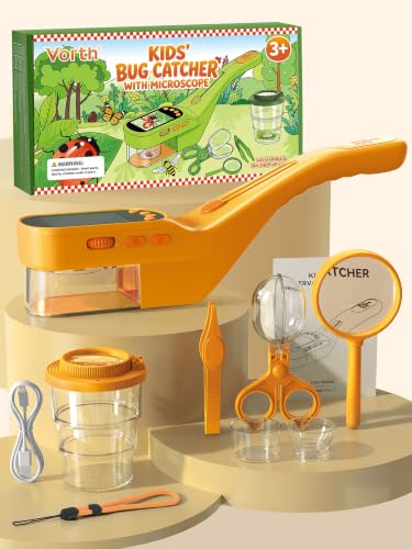 Bug Catcher for Kids with Microscope, Bug Catching Kit-Orange - color: Orange