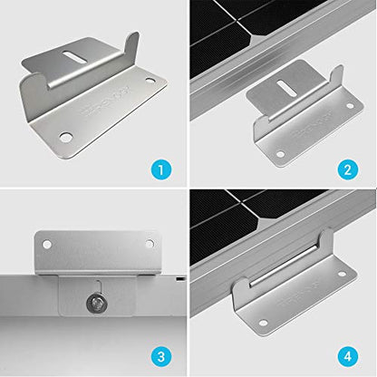 Renogy Solar Panel Mounting Z Brackets Lightweight Aluminum Corrosion-Free Construction for RVs, Trailers, Boats, Yachts, Wall and Other Off Gird Roof Installation, one set of 4 Units,Gray - size: 1 Set Z Bracket