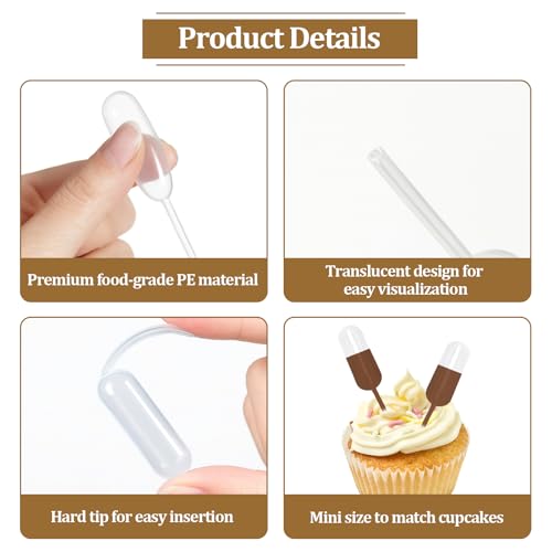 100 Pcs Cupcake Pipettes,Plastic Pipettes Dropper for Cupcakes,4ml Cupcake Pipettes Squeeze Syringes,Disposable Liquid Injectors Squeeze Transfer Dropper for Cupcakes - size: 100 PCS