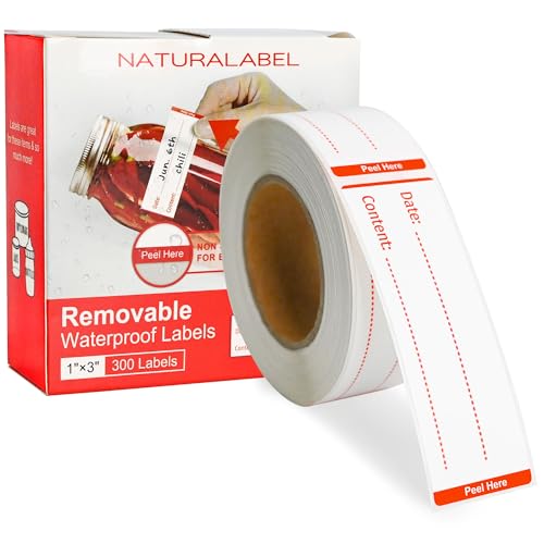 NATURALABEL 300 Removable Freezer Labels with Dispenser, 1" x 3" (Red) - color: Preprinted-red