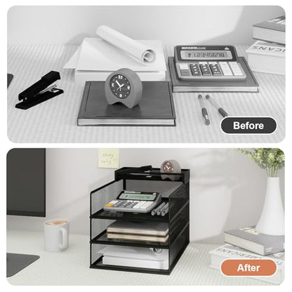 Natwind 3-Tier Stackable Metal Mesh Letter Paper Tray Organizer,Black - color: Black, size: 3 tier