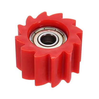 PATIKIL 8mm Serrated Shaped Roller Pulley Tensioner Chain Roller Pulley Red - color: Red