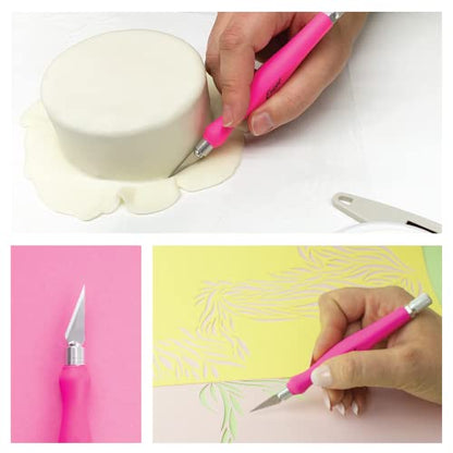 Excel Blades #11 Blade Fit Grip Craft Knife, Rubber Grip, Pink - color: Pink