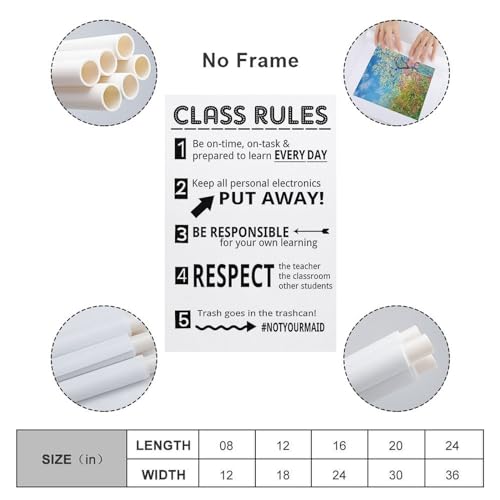 Posters Classroom Rules Poster Class Rules Poster for Middle School Classroom Expectations Posters for High Canvas Painting Posters And Prints Wall Art Pictures for Living Room Bedroom Decor 12x18in