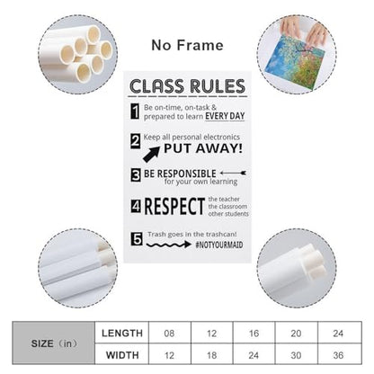 Posters Classroom Rules Poster Class Rules Poster for Middle School Classroom Expectations Posters for High Canvas Painting Posters And Prints Wall Art Pictures for Living Room Bedroom Decor 12x18in