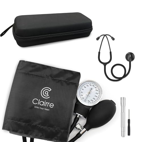 Single Head Stethoscope & Manual Blood Pressure Cuff Set for Nurses - color: Black, style: With Premium Stethoscope Kit