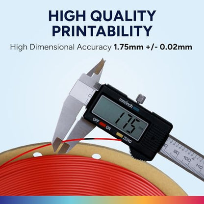 OVERTURE Easy PLA 1.75mm, Easy to Print Filament, 1kg Red - color: Easy Red