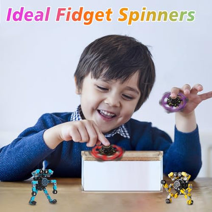 Gokeey Transformable Fidget Spinners Toys 4 Pcs for Kids and Adults Stress Relief Sensory Toys for Boys and Girls Age 8-13 Fingertip Gyros Party Favors Birthday Gifts for Teens Road Trip Travel Toy - style: fidget toys 4pc