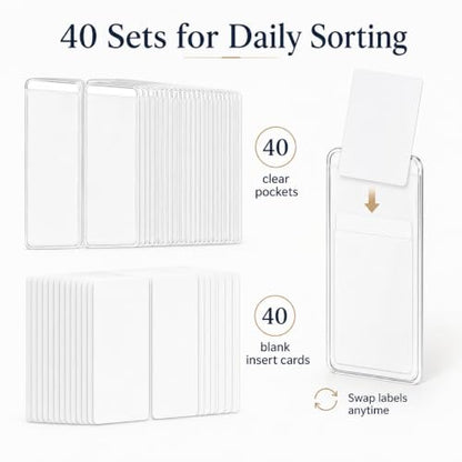 40 Sets Self-Adhesive Clear Labels for Storage Bins