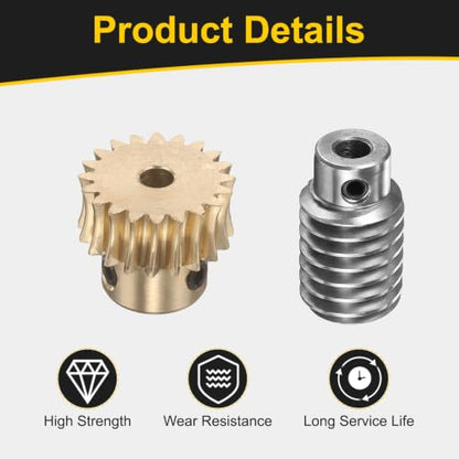 uxcell Worm Gear Set 20T 1 Module 20:1 Reduction Rate, 5mm/6mm Bore - size: 5mm/6mm Bore (1Mod 20T)