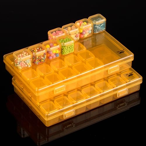 Mr. Pen- Bead Storage Containers, 28 Grids, 2 Pack, Transparent Orange - color: Transparent Orange, size: 2 Pack-56 Pcs(6.8"x4.4"x1")
