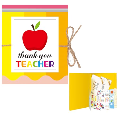 ReliThick Teacher Appreciation Gift Card Holder 5 Slots, 4.3 x 3.5 Inch Thank You Teacher Gift Card Booklet Sleeves Postcard Money Booklet Holder for Appreciation(Pencil Style) - style: Pencil Style