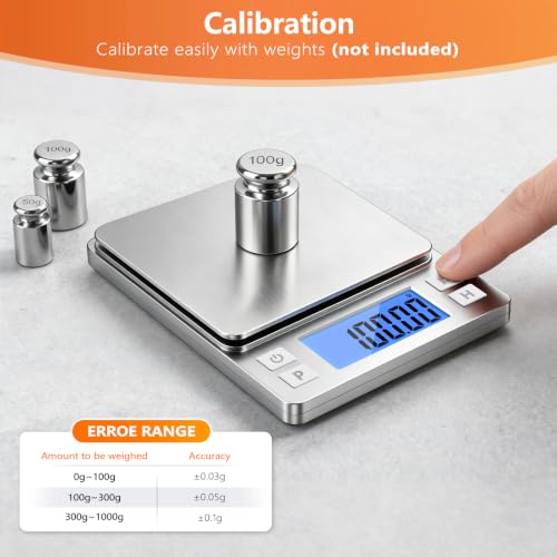 BOMATA Digital Jewelry Scale, 1000g×0.01g High Precision Gram Scale - color: Silver