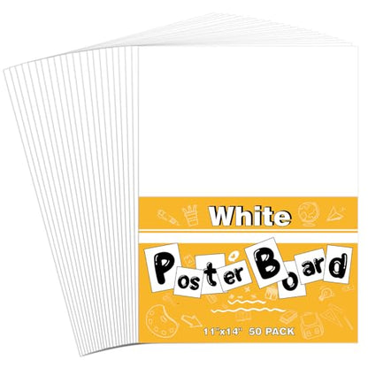11"x14" White Poster Board, 50 Pack Poster Paper Bulk, 250GSM Heavyweight - color: White, size: 11x14 inch