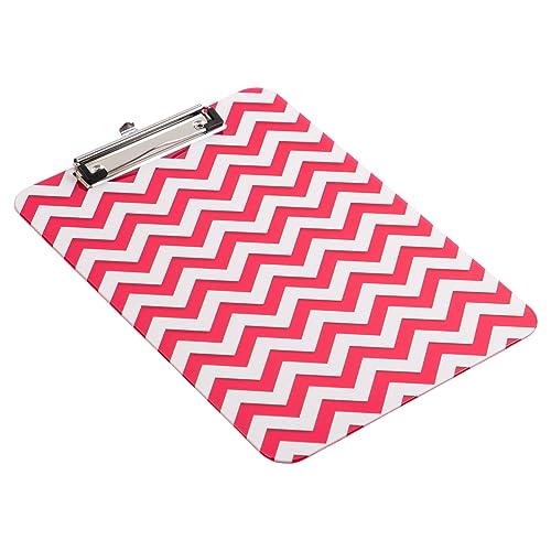 JAM PAPER Plastic Clipboards with Low Profile Metal Clip - Letter Size (9 x 12.5) - Fuchsia Pink Chevron - Clip Board Sold Individually - color: Pink Chevron, size: Single Clipboards