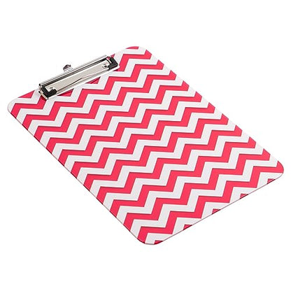 JAM PAPER Plastic Clipboards with Low Profile Metal Clip - Letter Size (9 x 12.5) - Fuchsia Pink Chevron - Clip Board Sold Individually - color: Pink Chevron, size: Single Clipboards