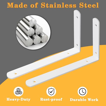 Alise White Shelf Brackets,L Brackets for Shelves,12x6.3x1.2 Inch,4 Pcs - color: White, size: 12x6.3 Inch (Upgraded)