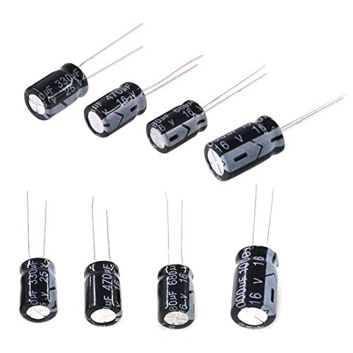 Swpeet 240Pcs 24 Kinds Different Electrolytic Capacitors Range 0.1uF－1000uF Assortment Kit, 10V/16V/25V/50V Aluminum Radial Electrolytic Capacitors for TV, LCD Monitor, Radio, Stereo, Game