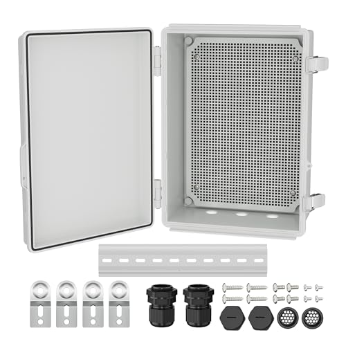 Joinfworld 14X10X6 Waterproof Junction Box Plastic Outdoor Weatherproof Box Nema 4 Enclosure Outdoor Electrical Control Box Weather Proof for WiFi Router Timer Marine - size: 13.8"x9.8"x5.9"