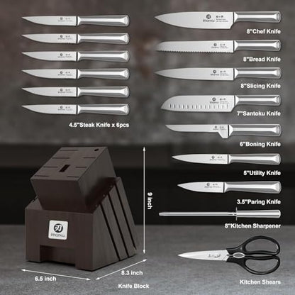 imarku 16-Pieces Knife Set, High-Carbon Stainles Steel Kitchen Knife Set - color: Steel Gray