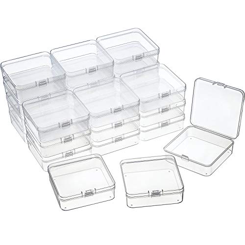 SATINIOR 24 Pcs Small Clear Plastic Container Box, 2.9 x 2.9 x 1 in - size: 2.9 x 2.9 x 1 in