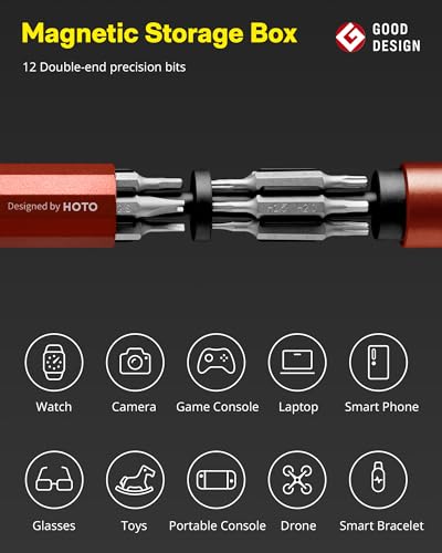 HOTO Hand Tool Set Bundle with Precision Screwdriver Sets Cinnabar Red